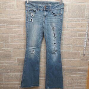 American Eagle Artist Flare Bootcut Jeans Size 4 Regular Blue Denim Distressed